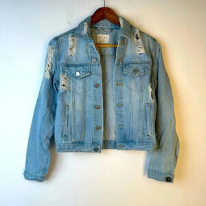 Love Tree Distressed Jean Jacket